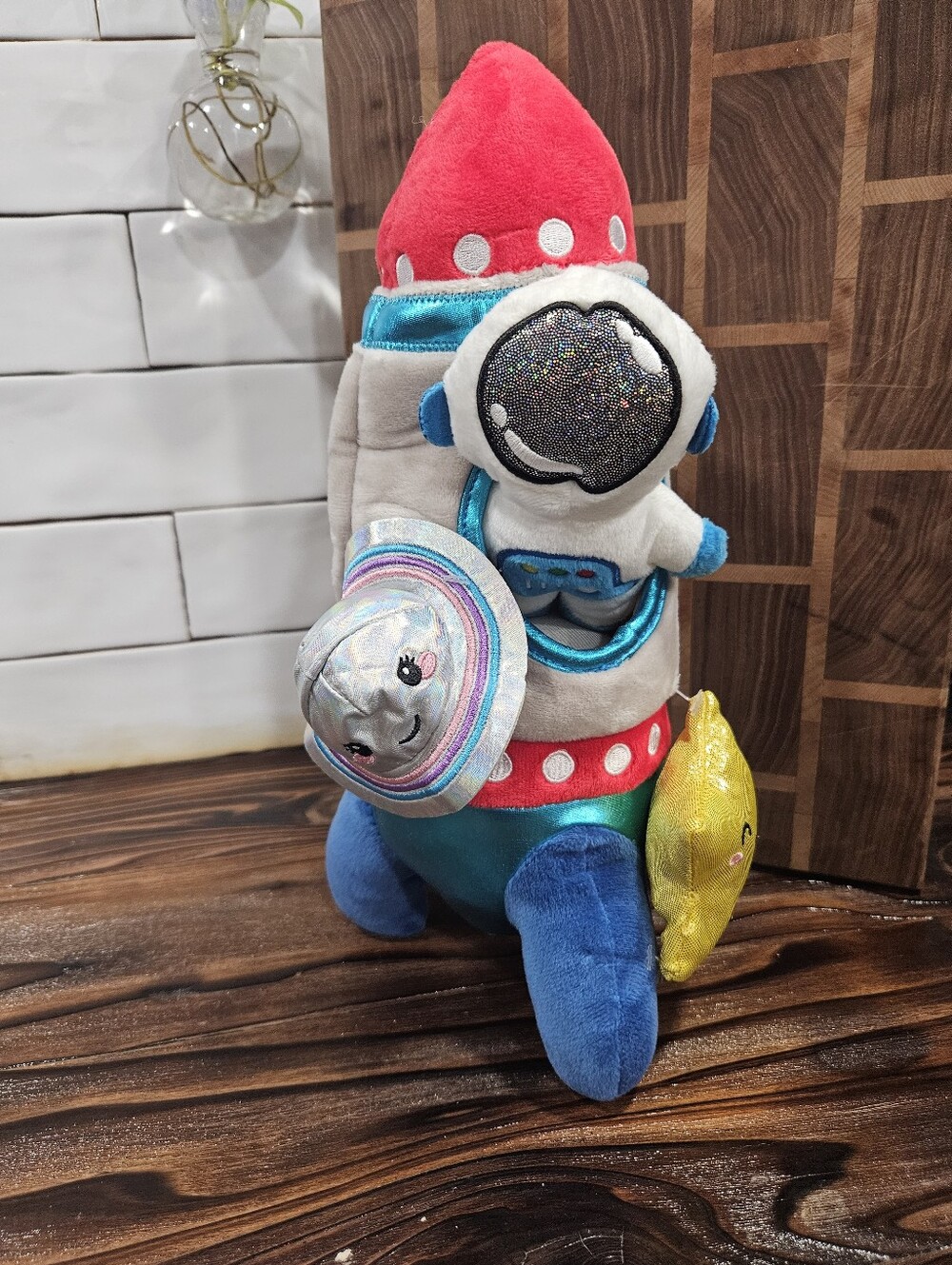 Moon & Stars Rocket Space Ship Plush with Astronaut & UFO Alien Toy